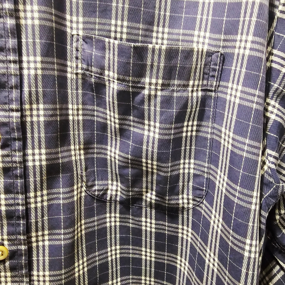 Burberry London Navy Blue Plaid Check Button Down Shirt XXL - Picture 5 of 7